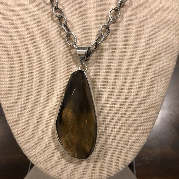 Smokey Quartz Diamond Cut Open Link Sterling Silver Chain - Picture 2 of 10